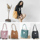 Corduroy Women School Shoulder Tote Canvas Bags