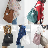 Corduroy Women School Shoulder Tote Canvas Bags