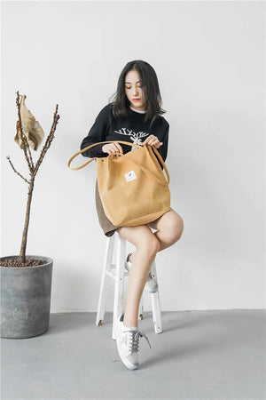 Corduroy Women School Shoulder Tote Canvas Bags