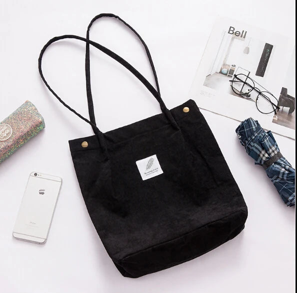 Corduroy Women School Shoulder Tote Canvas Bags