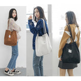 Corduroy Women School Shoulder Tote Canvas Bags