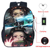 Anime Backpack Demon Slayer Mochila USB School Bags for Teenage Boys Girls