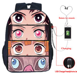 Anime Backpack Demon Slayer Mochila USB School Bags for Teenage Boys Girls