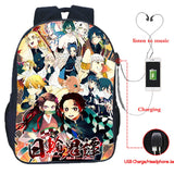 Anime Backpack Demon Slayer Mochila USB School Bags for Teenage Boys Girls