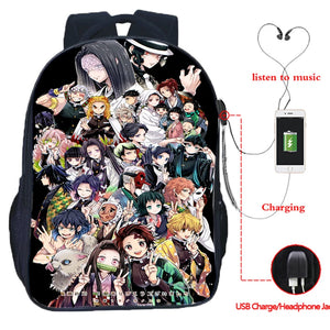 Anime Backpack Demon Slayer Mochila USB School Bags for Teenage Boys Girls