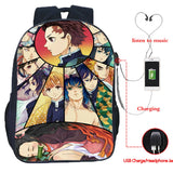 Anime Backpack Demon Slayer Mochila USB School Bags for Teenage Boys Girls