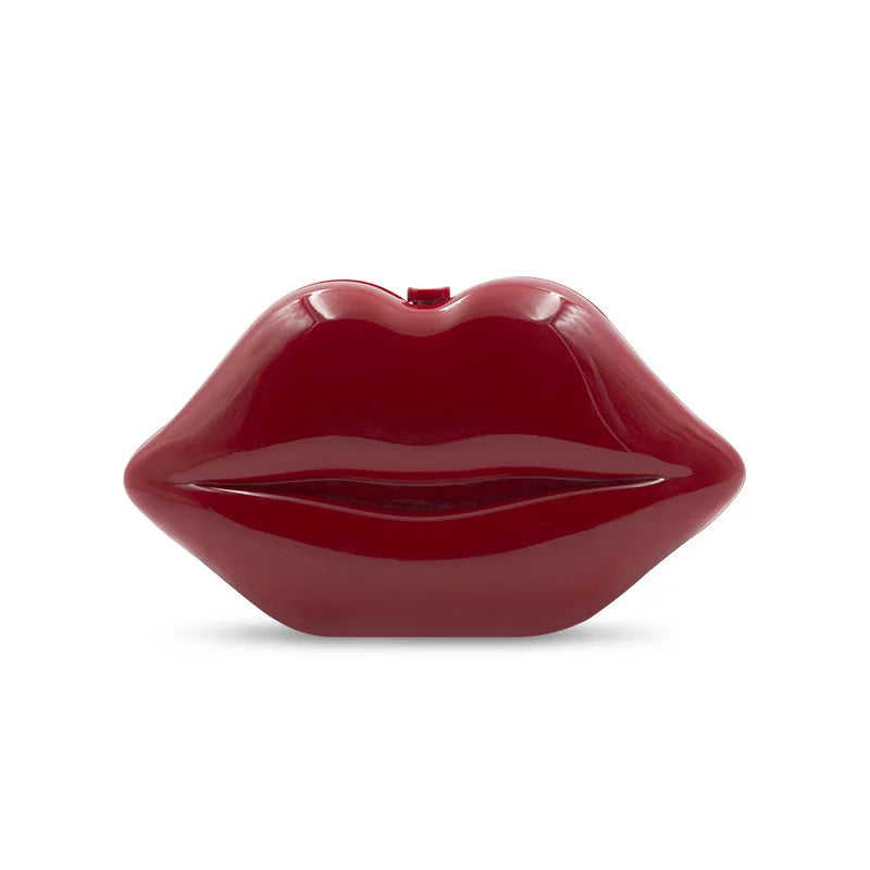 Acrylic Jelly red-mouth Clutch Bag for Women
