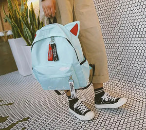 Cat Ear Cartoon School Backpack Canvas Rucksack Girls Satchel Bags