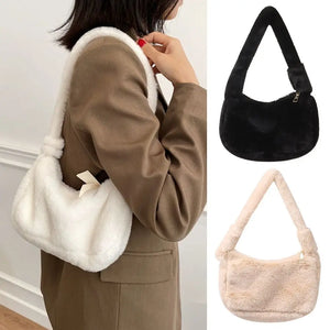 Fluffy Shoulder Bag Mini Winter Tote for Women