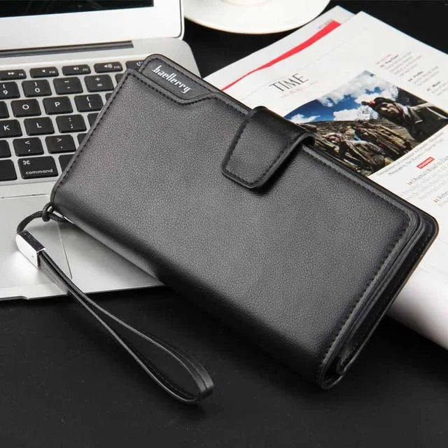 Top Leather Long Wallet Men Purse Clutch Zipper Multifunction