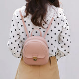 Mini Leather Backpack Shoulder Rucksack Travel Bag Lock Solid