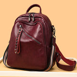 Women Leather Backpack Large Capacity Shoulder Bag Casual School Travel Bag