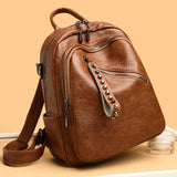 Women Leather Backpack Large Capacity Casual Shoulder Bag for Teenage Girl