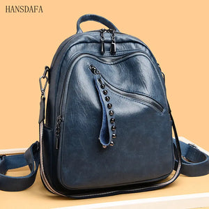Women Leather Backpack Large Capacity Casual Shoulder Bag for Teenage Girl