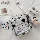 Harajuku Cow Print Women Shoulder Bag Clear Crossbody Handbag