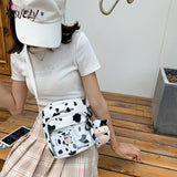 Harajuku Cow Print Women Shoulder Bag Clear Crossbody Handbag