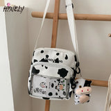 Harajuku Cow Print Women Shoulder Bag Clear Crossbody Handbag