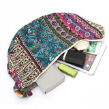 Hippie Floral Print Women Canvas Tote Crossbody Sling Hobo Bag