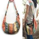 Hippie Floral Print Women Canvas Tote Crossbody Sling Hobo Bag