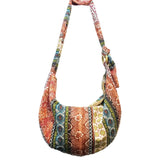 Hippie Floral Print Women Canvas Tote Crossbody Sling Hobo Bag