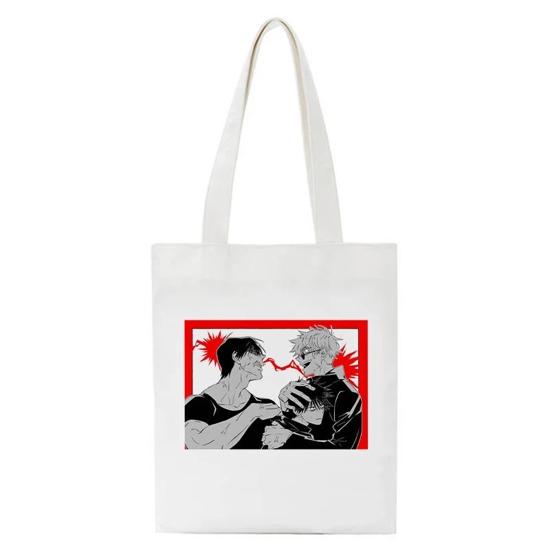 Jujutsu Kaisen Tote Bag Harajuku Unisex Handbag Canvas Shopper Shoulder Bags