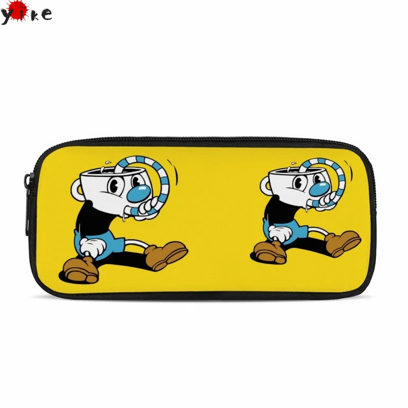 Kid's Cuphead Game Mugman Pencil Case for School Supplies