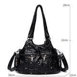 Vintage Sheepskin Women Messenger Bag - Washed Leather Shoulder Bag