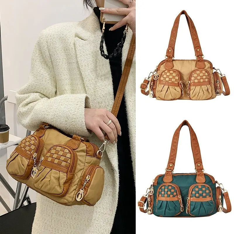 Soft Sheepskin Shoulder Bag Vintage Totes Women's Handbags