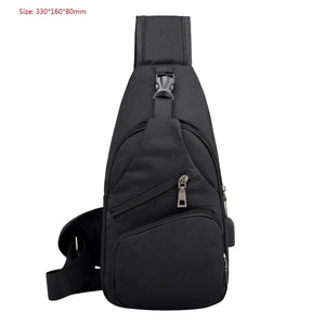 Men's Sling Chest Pack Crossbody Bag USB Charging Messenger Canvas Shoulder