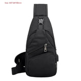 Men's Sling Chest Pack Crossbody Bag USB Charging Messenger Canvas Shoulder