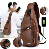 Men Handbags Casual PU Leather Bag Vertical Briefcase Shoulder Messenger Bags