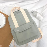 Solid Canvas School Backpack Big Capacity Women Bagpack