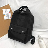 Solid Canvas School Backpack Big Capacity Women Bagpack