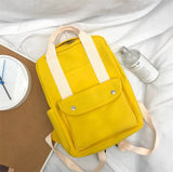 Solid Canvas School Backpack Big Capacity Women Bagpack