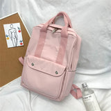 Solid Canvas School Backpack Big Capacity Women Bagpack