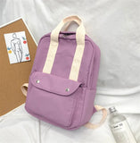 Solid Canvas School Backpack Big Capacity Women Bagpack