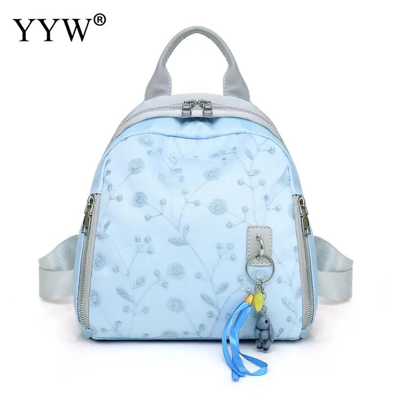 Pink Embroidery Flower Women's Backpack Preppy Style Casual Lovely Backpack