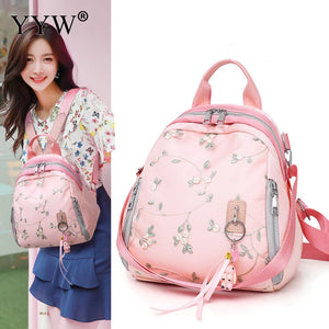 Pink Embroidery Flower Women's Backpack Preppy Style Casual Lovely Backpack