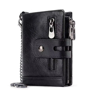 RFID Anti-Theft Swiping Wallet Oil Wax Cowhide Men's Leather Wallet