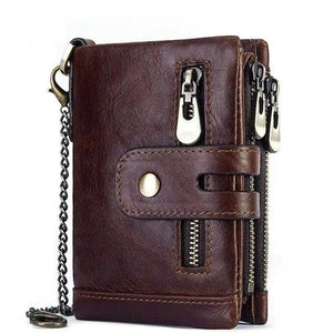 RFID Anti-Theft Swiping Wallet Oil Wax Cowhide Men's Leather Wallet