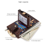 RFID Anti-Theft Swiping Wallet Oil Wax Cowhide Men's Leather Wallet