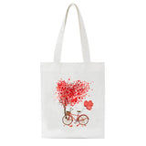 Red Tree Heart Canvas Women Shopping Bags Flower Girl Shoulder Cloth Bags