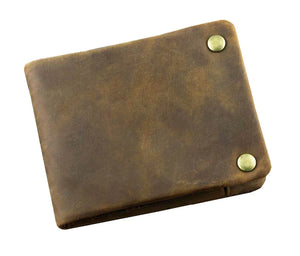 Retro Brown Leather Mens Wallet Tow Snap Hasp Style