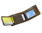 Retro Brown Leather Mens Wallet Tow Snap Hasp Style
