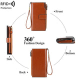 Oil Wax Leather RFID Wallet Long Capacity Clutch