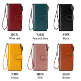Oil Wax Leather RFID Wallet Long Capacity Clutch