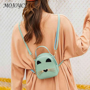 Cat Small Backpack Delicate PU Leather Messenger Shoulder Bags