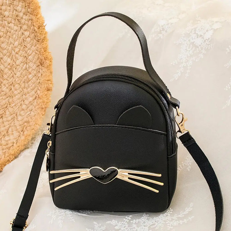 Cat Small Backpack Delicate PU Leather Messenger Shoulder Bags