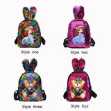 Lovely Rabbit Ear Backpack Girls School Book Bag Cartoon Sequin Casual Knapsack