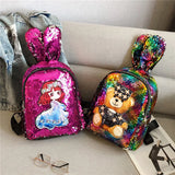 Lovely Rabbit Ear Backpack Girls School Book Bag Cartoon Sequin Casual Knapsack